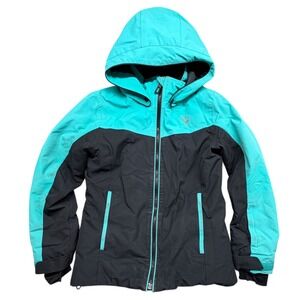 Rossignol Kids Ski Jacket Snowboard Coat Teal Black Hooded Insulated Size 10